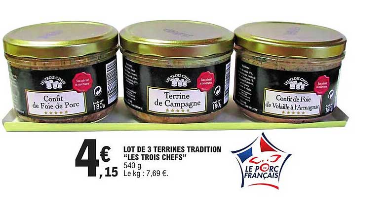 Lot De 3 Terrines Tradition "les Trois Chefs"