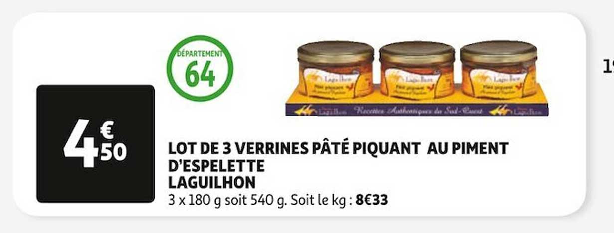 lot de 3 verrines pâté piquant au piment d'espelette laguilhon