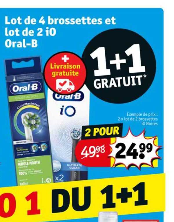 lot de 4 brossettes et lot de 2 i0 oral-b