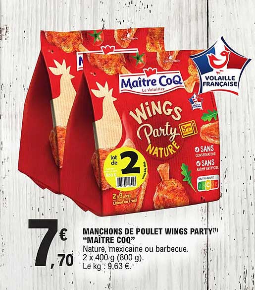 manchons de poulet wings party "maître coq"