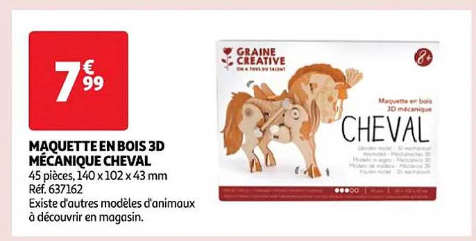 maquette en bois 3d mécanique cheval
