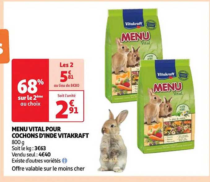 menu vital pour cochons d'inde vitakraft