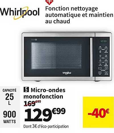micro-ondes monofonction whirlpool