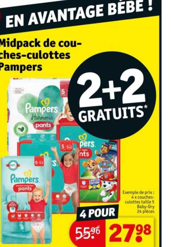 midpack de couches-culottes pampers