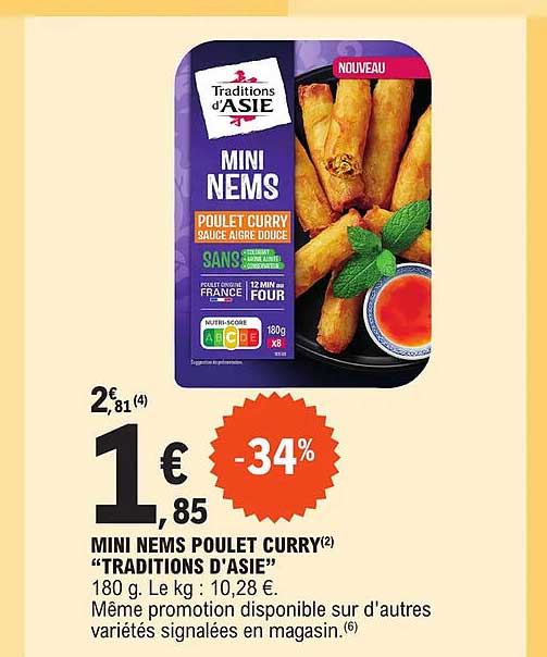 mini nems poulet curry "traditions d'asie"