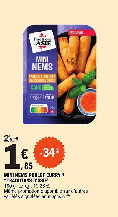 mini nems poulet curry "traditions d'asie"