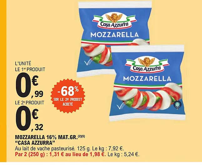 mozzarella 16% mat. gr. "casa azzurra"