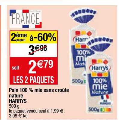 Pain 100% Mie Sans Croûte Nature Harrys