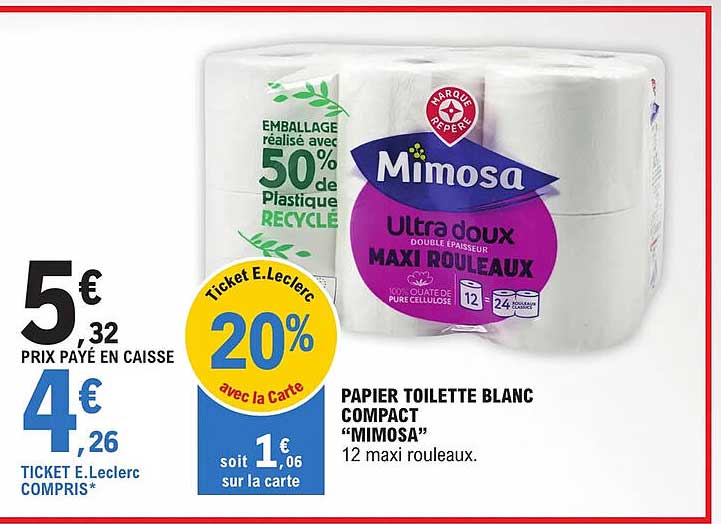 Papier Toilette Blanc Compact "mimosa"