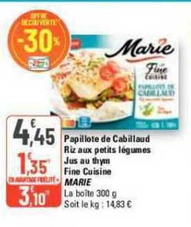 Papillote De Cabillaud Riz Aux Petits Légumes Jus Au Thym Fine Cuisine Marie