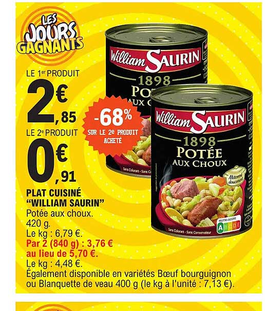 plat cuisiné "william saurin"