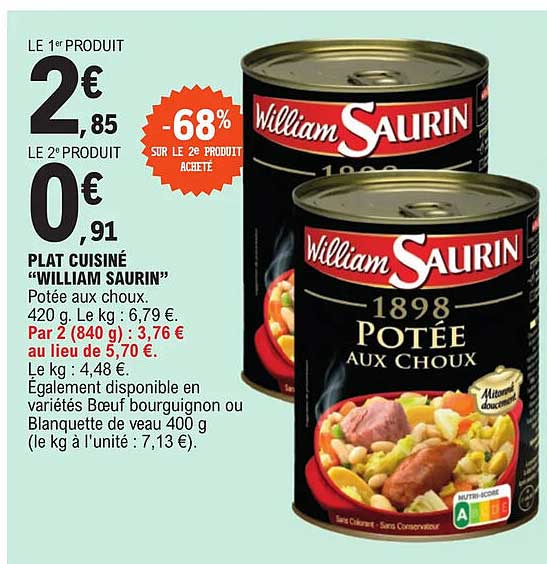 plat cuisiné "william saurin"