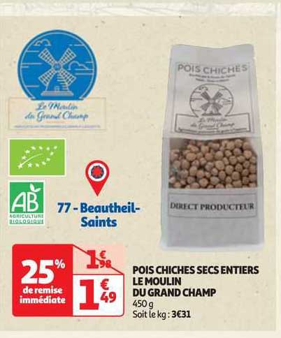 Pois Chiches Secs Entiers Le Moulin Du Grand Champ