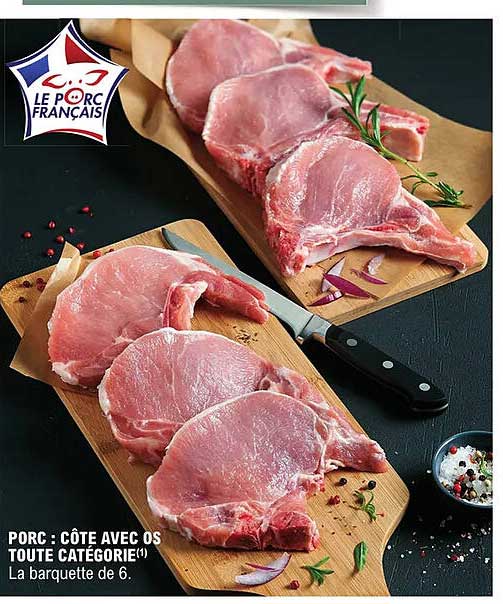 porc : côte avec os toute catégorie