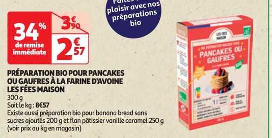 préparation bio pour pancakes ou gaufres à la farine d'avoine les fées maison