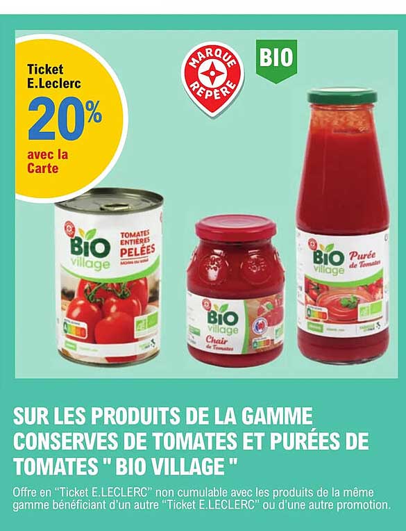 Produits De La Gamme Conserves De Tomates Et Purées De Tomates "bio Village"