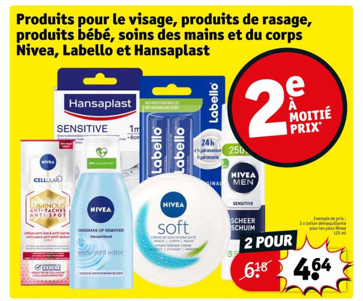 produits pour le visage, produits de rasage, produits bébé, soins des mains et du corps nivea, labello et hansaplast