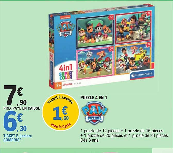 puzzle 4 en 1 paw patrol