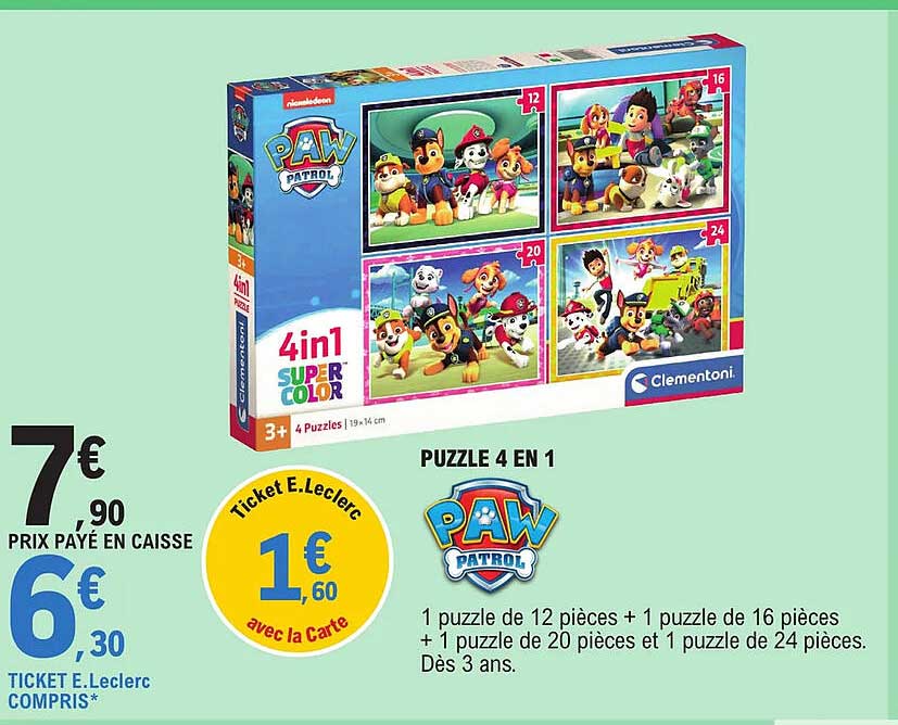 puzzle 4 en 1 paw patrol