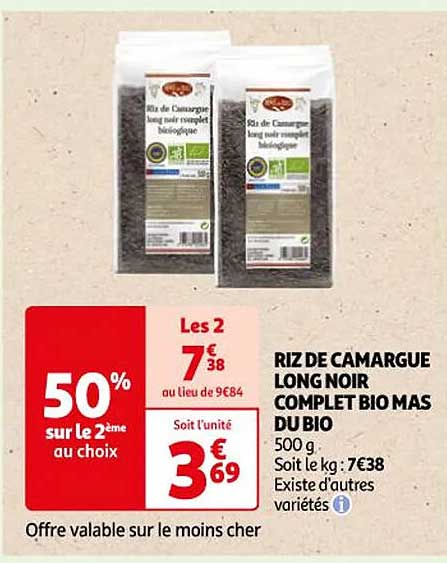 riz de camargue long noir complet bio mas du bio