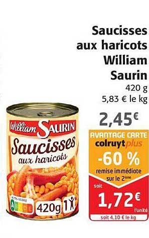 saucisses aux haricots william saurin