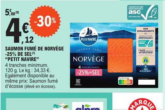 Saumon Fumé De Norvège -25% De Sel Petit Navire