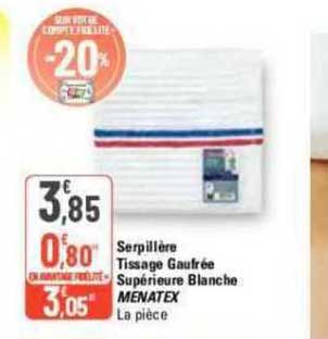 serpillère tissage gaufrée supérieure blanche menatex