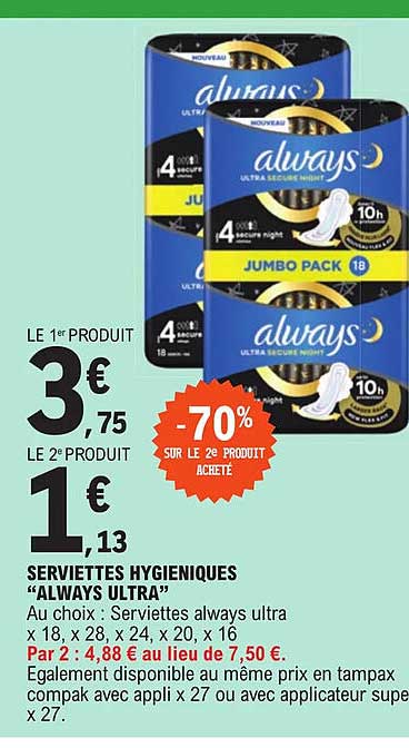 serviettes hygiéniques "always ultra"