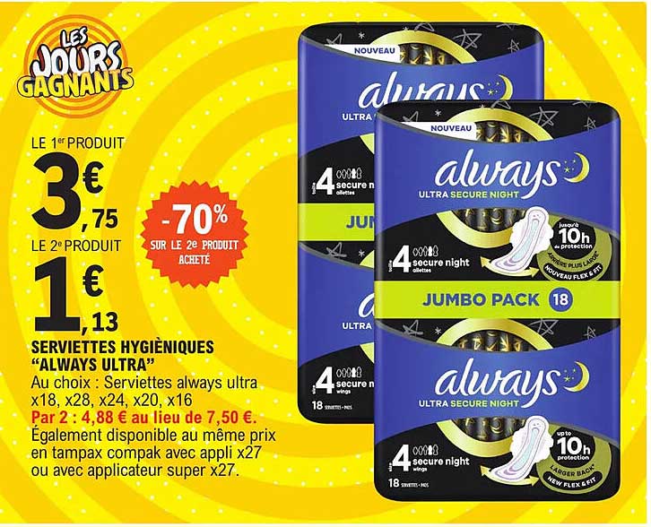 serviettes hygiéniques "always ultra"