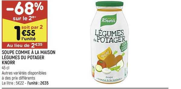 soupe comme à la maison légumes du potager knorr