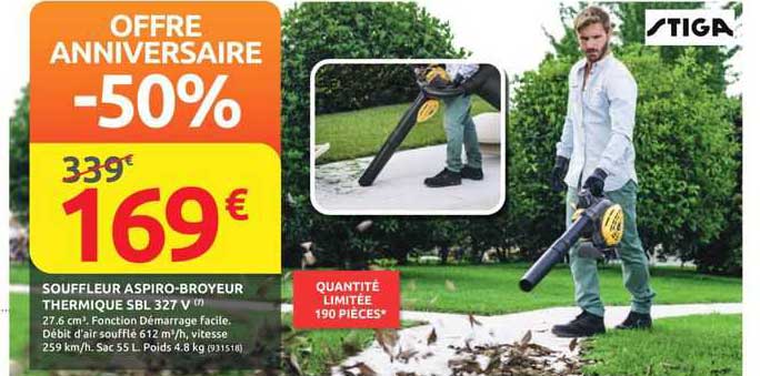 stiga souffleur aspiro-broyeur thermique sbl327v