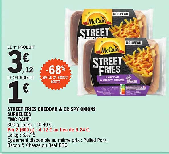 street fries cheddar & crispy onions surgelées "mac cain"