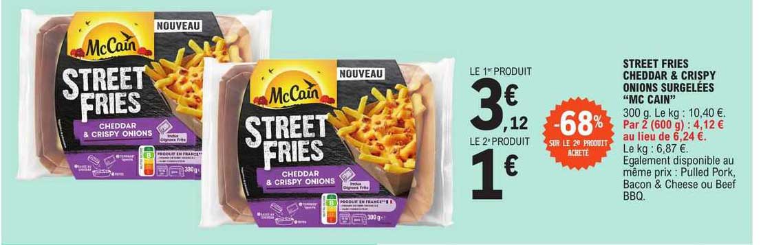 street fries cheddar & crispy onions surgelées mccain