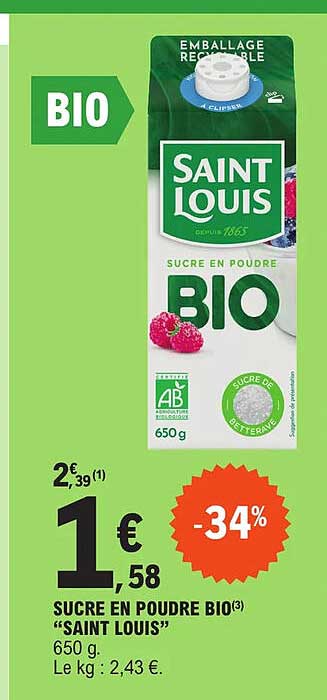sucre en poudre bio "saint louis"
