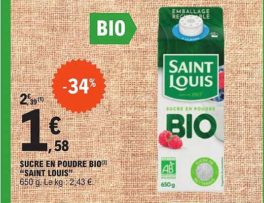 sucre en poudre bio "saint louis"