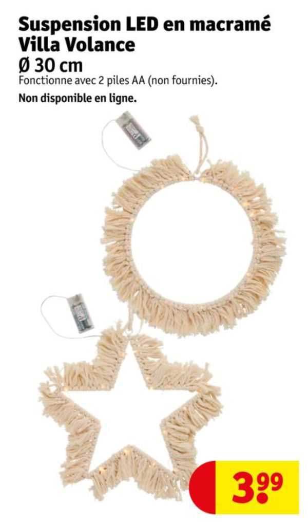 suspension led en macramé villa volance