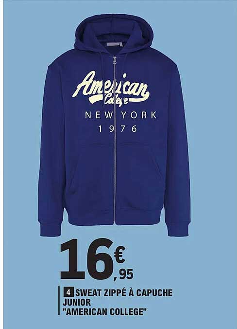 sweat zippé à capuche junior "american college"