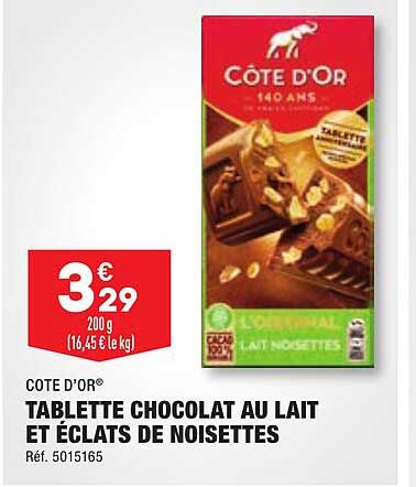 Tablette Chocolat Au Lait Et éclats De Noisettes Côte D'or
