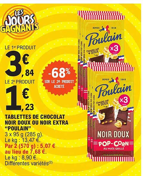 Tablettes De Chocolat Noir Doux Ou Noir Extra "poulain"