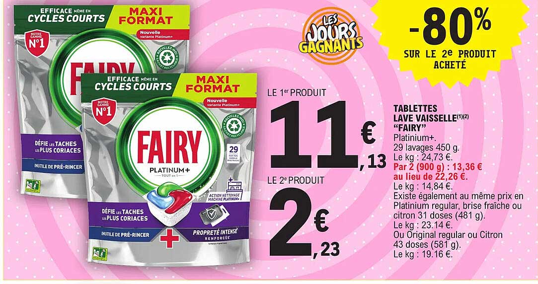 tablettes lave vaisselle "fairy"
