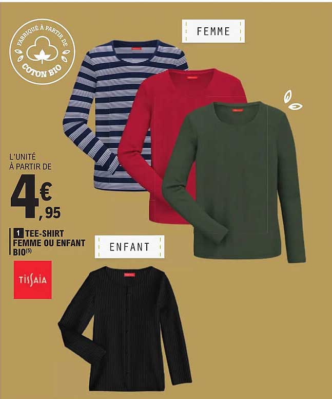 tee-shirt femme ou enfant bio tissaia