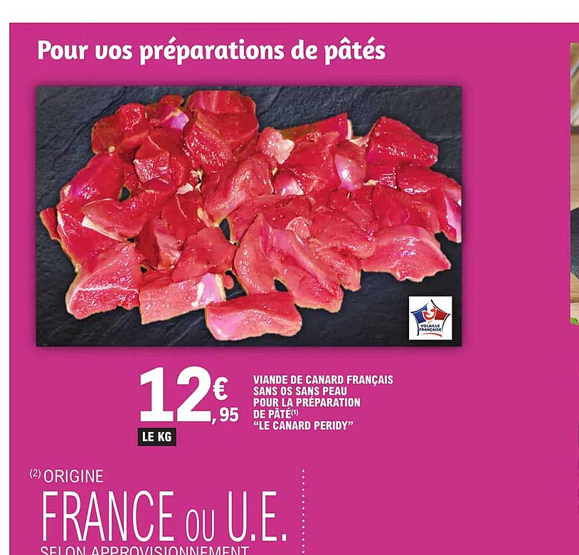 viande de canard français sans os sans peau pour la préparation de pâté "le canard peridy"