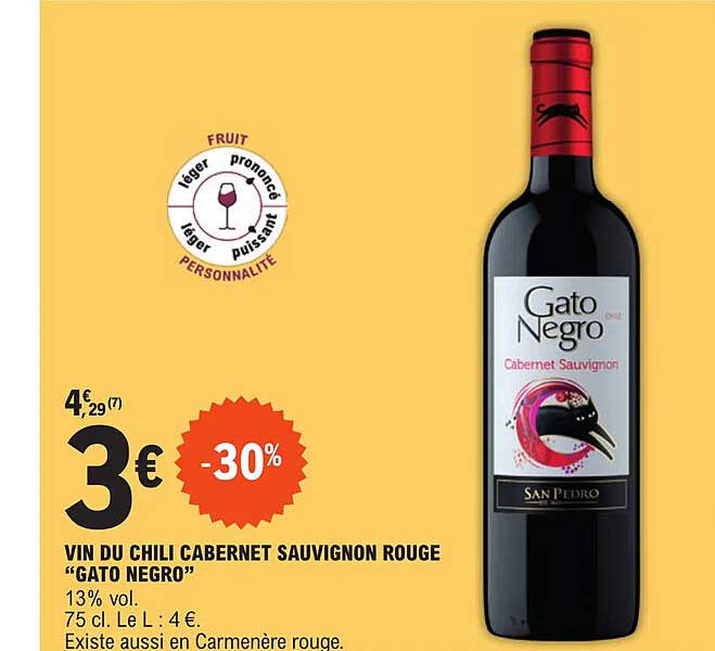 vin du chili cabernet sauvignon rouge "gato negro"