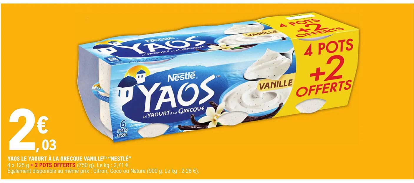 Yaos Le Yaourt à La Grecque Vanille "nestlé"
