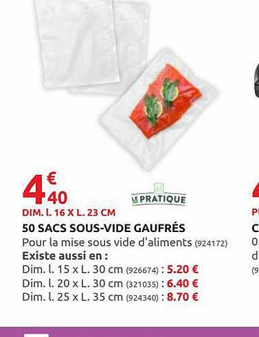 50 sacs sous-vide gaufrés le pratique
