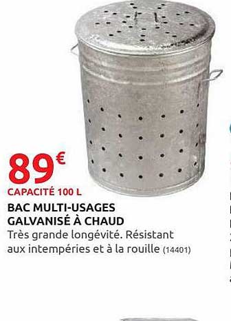 Bac Multi-usages Galvanisé à Chaud