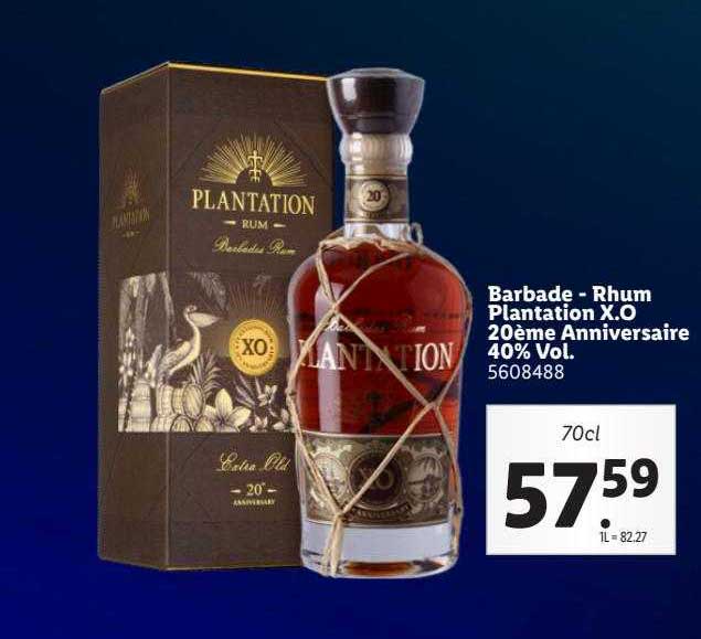 bardade - rhum plantation x.o. 20ème anniversaire 40% vol.