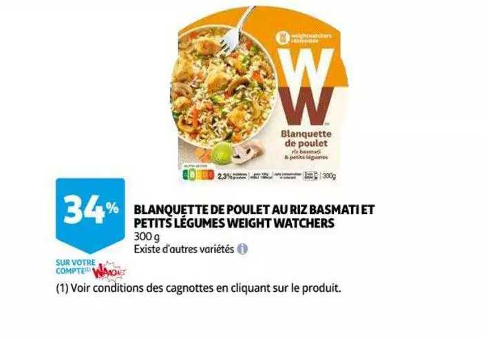 blanquette de poulet au riz basmati et petits légumes weight watchers
