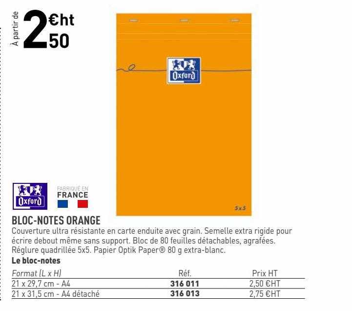 bloc-notes orange oxford
