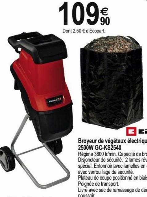 broyeur de végétaux électrique 2500w gc-ks2540 einhell
